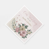 Serviette En Papier fleurs romantiques roses et champagne (Coin)
