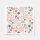 Serviette En Papier Fleurs Rose Bleu Botanique (Devant)