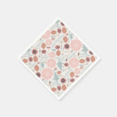 Serviette En Papier Fleurs Rose Bleu Botanique (Coin)