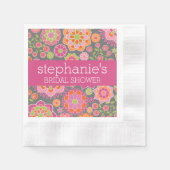 Serviette En Papier Fleurs rose chaud et vert lime - Baby Shower (Devant)