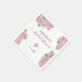 Serviette En Papier Fleurs rose d'aquarelle - FÊTE DES MARIÉES (Coin)