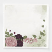 Serviette En Papier fleurs rose et cabernet verdure (Devant)