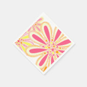 Serviette En Papier Fleurs rose et jaune (Coin)
