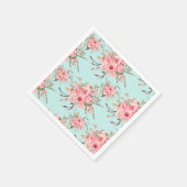 Serviette En Papier Fleurs rose pâle sur bleu clair (Coin)