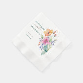 Serviette en papier Fleurs rose pêche jaune (Coin)