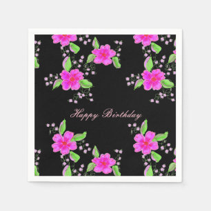 Serviette En Papier Fleurs rose vif