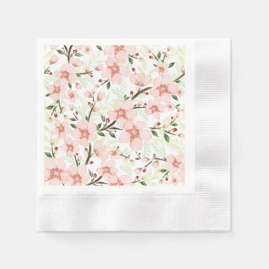 Serviette En Papier Fleurs roses (Devant)