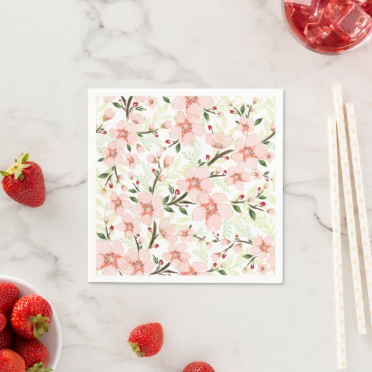 Serviette En Papier Fleurs roses (En situation)