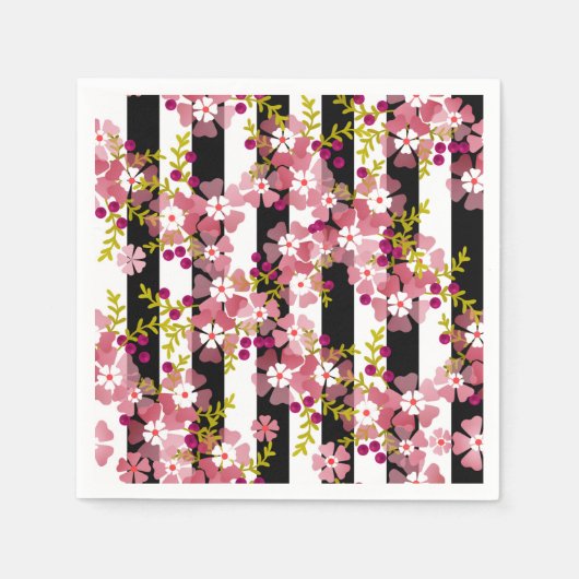 Serviette En Papier Fleurs roses (Devant)