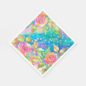 Serviette En Papier Fleurs roses (Coin)