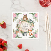 Serviette En Papier Fleurs roses Animaux Bois Bébé Fille Anniversaire (En situation)