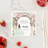 Serviette En Papier Fleurs roses arche robe verte anniversaire (En situation)