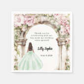 Serviette En Papier Fleurs roses arche robe verte anniversaire (Devant)