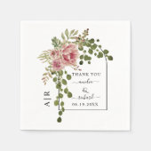 Serviette En Papier Fleurs roses, arches et mariage monogramme rose po (Devant)