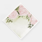 Serviette En Papier Fleurs roses boho feuilles vertes botanique (Coin)