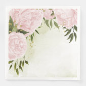 Serviette En Papier Fleurs roses boho feuilles vertes botanique (Devant)