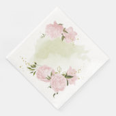 Serviette En Papier Fleurs roses boho feuilles vertes botanique  (Coin)