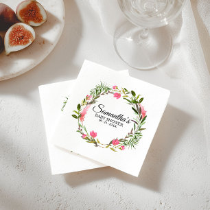 Serviette En Papier Fleurs roses Boho Floral Baby shower de couronne