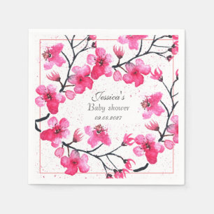 Serviette En Papier Fleurs roses cerise Fleur rose Fille Baby shower