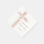 Serviette En Papier fleurs roses de confirmation croix (Coin)