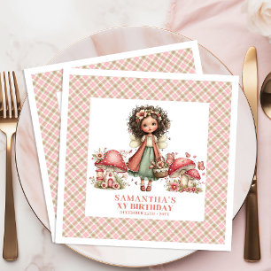 Serviette En Papier Fleurs roses de fée capricieuse fête avec nom pers