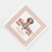 Serviette En Papier Fleurs roses de fée capricieuse fête avec nom pers (Coin)