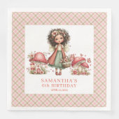 Serviette En Papier Fleurs roses de fée capricieuse fête avec nom pers (Devant)