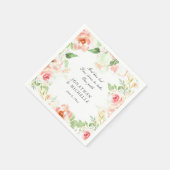 Serviette En Papier Fleurs roses douces verdure Mariage inspirant (Coin)