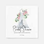Serviette En Papier Fleurs roses élégantes et verdure - douche nuptial (Devant)