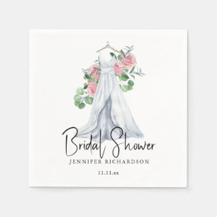 Serviette En Papier Fleurs roses élégantes et verdure - douche nuptial