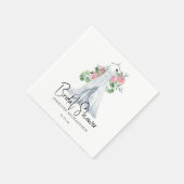 Serviette En Papier Fleurs roses élégantes et verdure - douche nuptial (Coin)