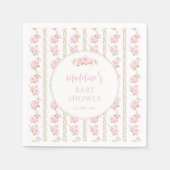 Serviette En Papier Fleurs roses élégantes vintage (Devant)
