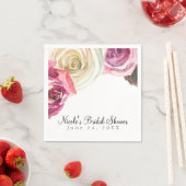 Serviette En Papier Fleurs roses et blanches à l'aquarelle Mariage chi (En situation)