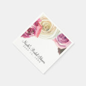 Serviette En Papier Fleurs roses et blanches à l'aquarelle Mariage chi (Coin)