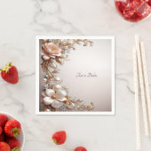 Serviette En Papier Fleurs roses et blanches douces (En situation)