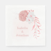 Serviette En Papier fleurs roses et blanches mariage botanique  (Devant)