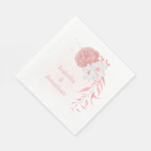 Serviette En Papier fleurs roses et blanches mariage botanique  (Coin)