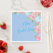 Serviette En Papier fleurs roses et bleues (En situation)