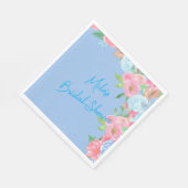Serviette En Papier fleurs roses et bleues (Coin)