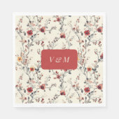 Serviette En Papier Fleurs roses et rouges de printemps  (Devant)