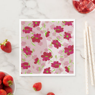 Serviette En Papier Fleurs roses et rouges - Floral