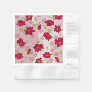 Serviette En Papier Fleurs roses et rouges - Floral