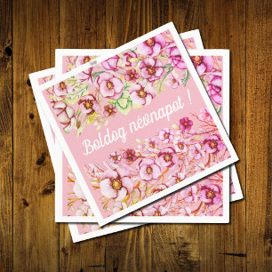 Serviette En Papier Fleurs roses - fête hongroise