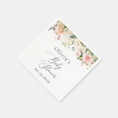 Serviette En Papier Fleurs roses, Fleurs blanches, Boho, Baby shower (Coin)