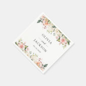 Serviette En Papier Fleurs roses, Fleurs blanches, Verdure, Mariage (Coin)