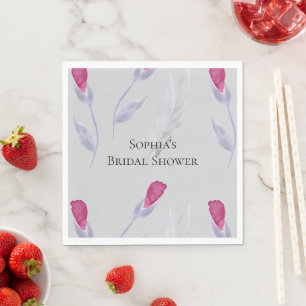 Serviette En Papier Fleurs Roses Grises Baby Shower