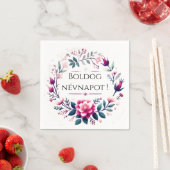 Serviette En Papier Fleurs roses - Jour du nom hongrois (En situation)