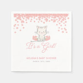 Serviette En Papier Fleurs roses Kitten Baby shower fille (Devant)