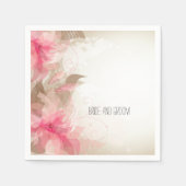 Serviette En Papier Fleurs roses Mariage romantique (Devant)