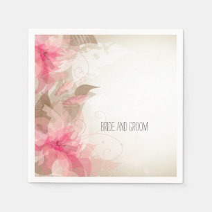 Serviette En Papier Fleurs roses Mariage romantique